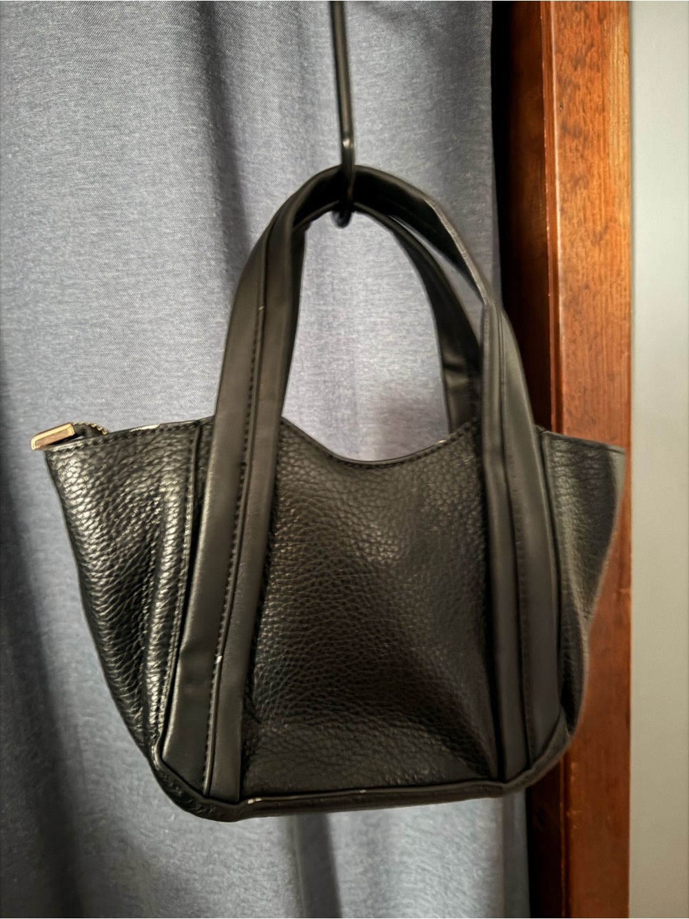 Black Pebbled Leather Mini Tote - Picture 2 of 2